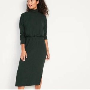 NWT Old Navy Long Sleeve Ribbed Mock Neck Dress Green